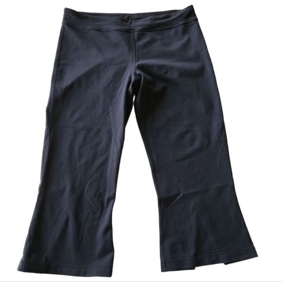 LULULEMON Discontinued Black Boogie Crop Yoga Leggings with Split Calf Size 10 - Picture 2 of 7